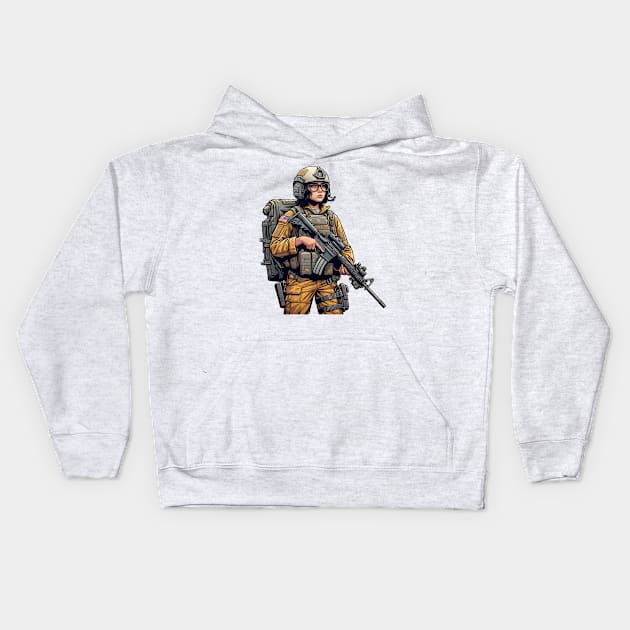 The Little Girl and a Toy Gun Kids Hoodie by Rawlifegraphic